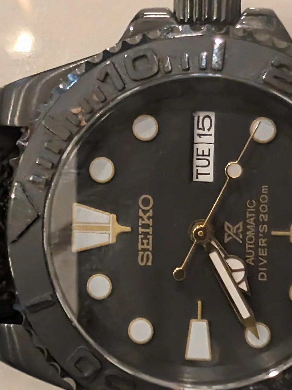 Custom Seiko Mod Automatic Diver • Black & Gold • NH36 • Built by Jonathan JP